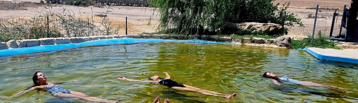 משתתפות צפות בבריכה במדבר